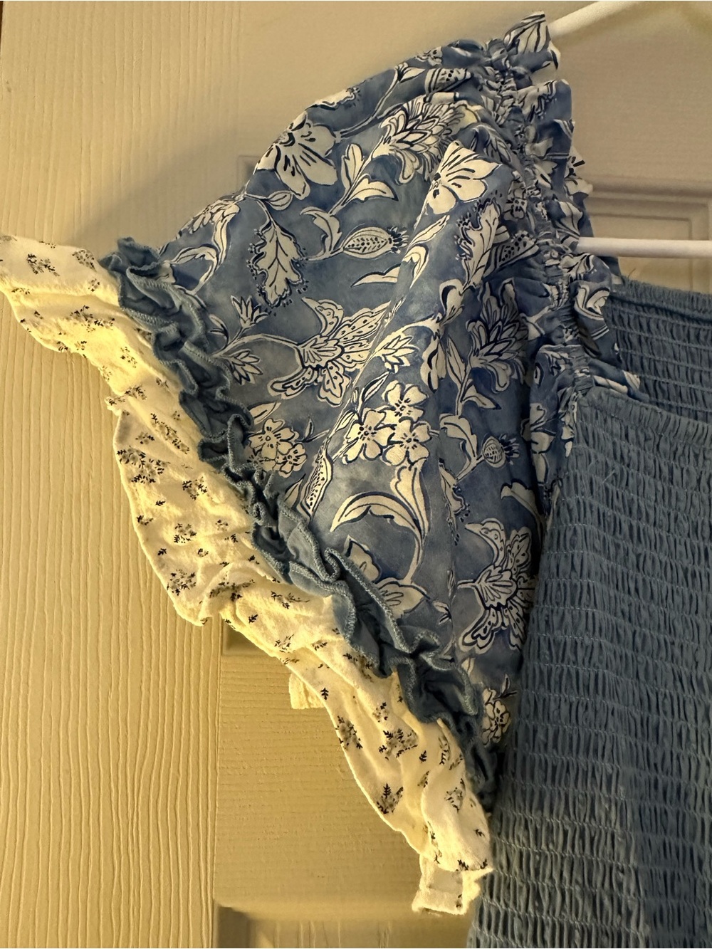Ivy City Co Blue Floral Tiered Dress with Lace Sleeves - Picture 4 of 4